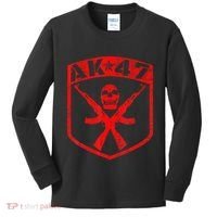 Kalashnikov Skull Ak47 Assault Rifle Gun Kids Long Sleeve Shirt thumb 0