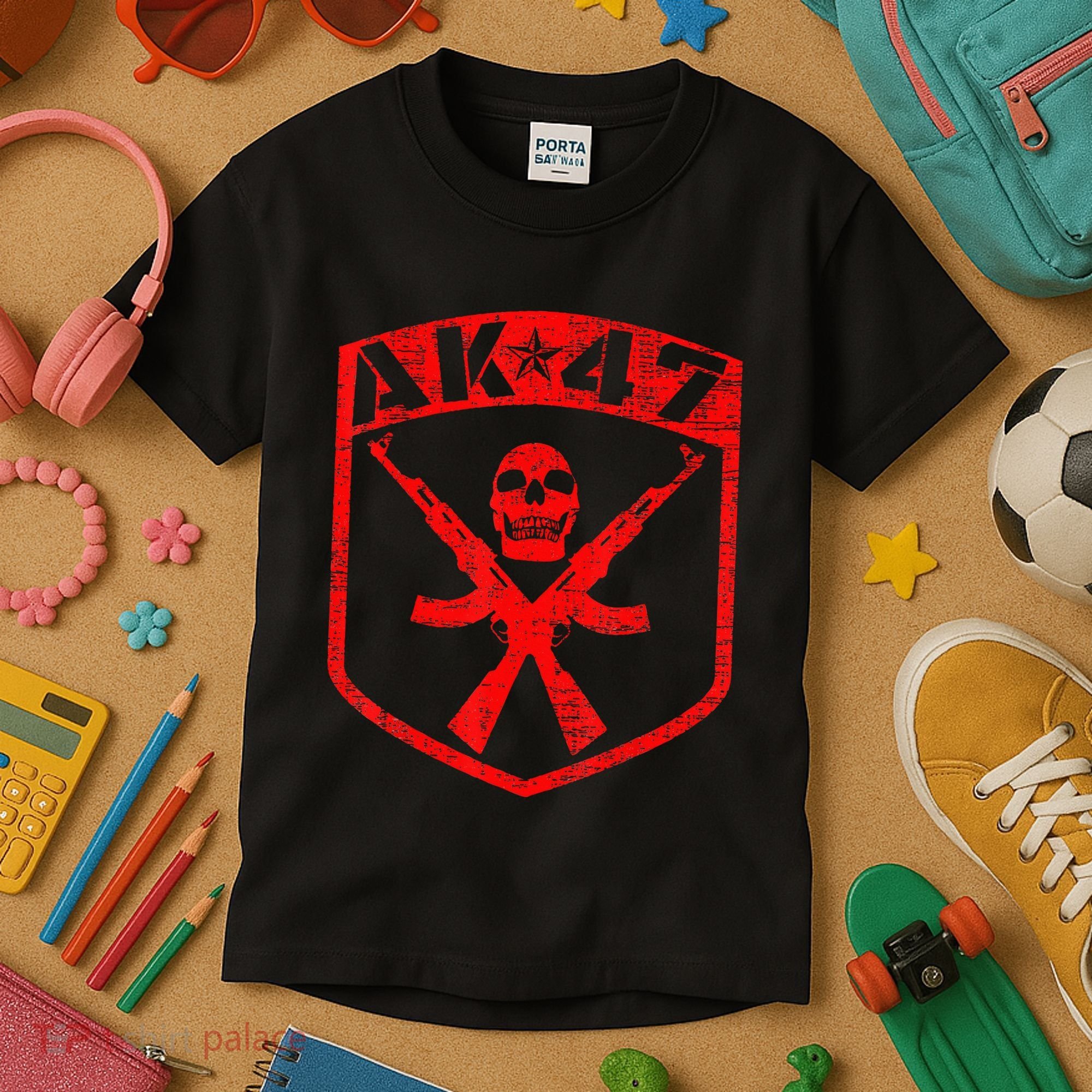 Kalashnikov Skull Ak47 Assault Rifle Gun Kids T-Shirt