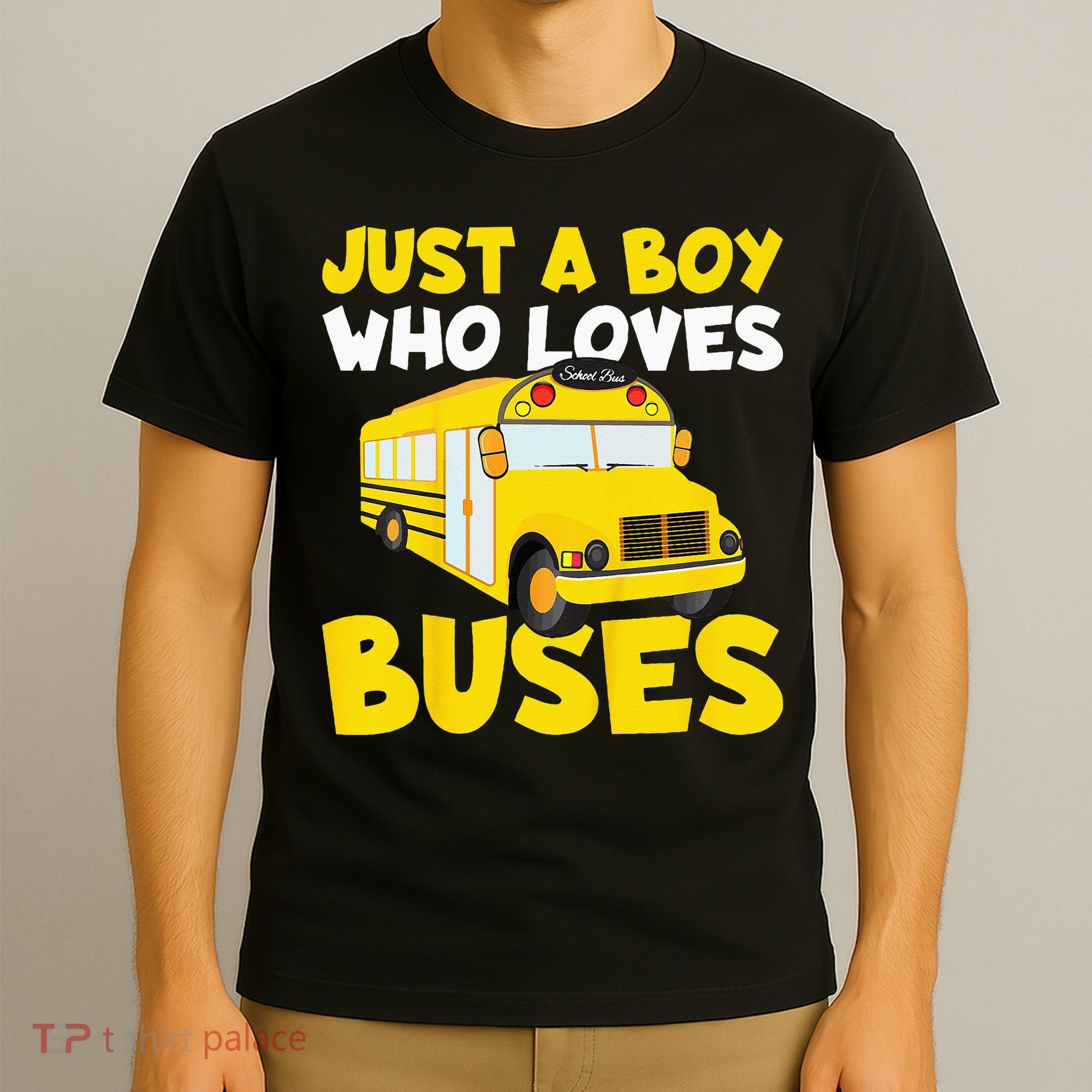 Kids School Bus Costume Just A Boy Who Loves Buses T-Shirt