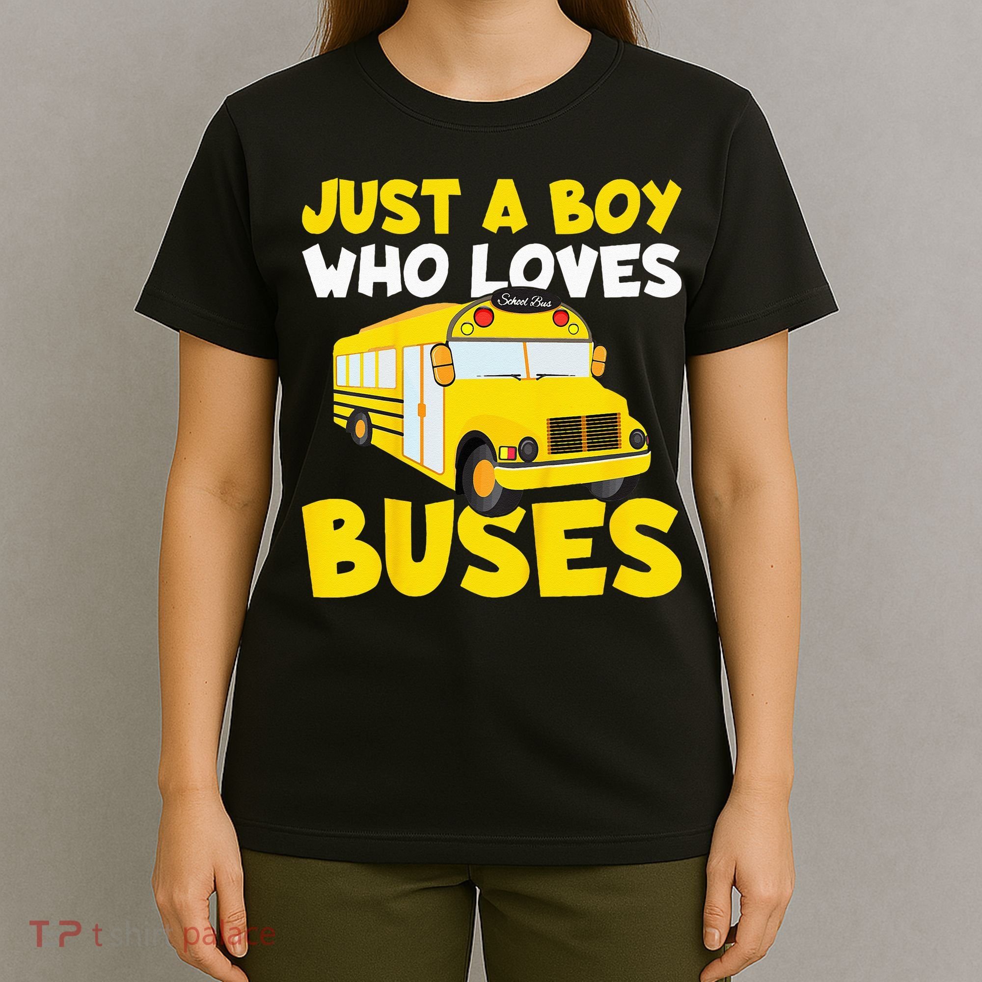 Kids School Bus Costume Just A Boy Who Loves Buses T-Shirt