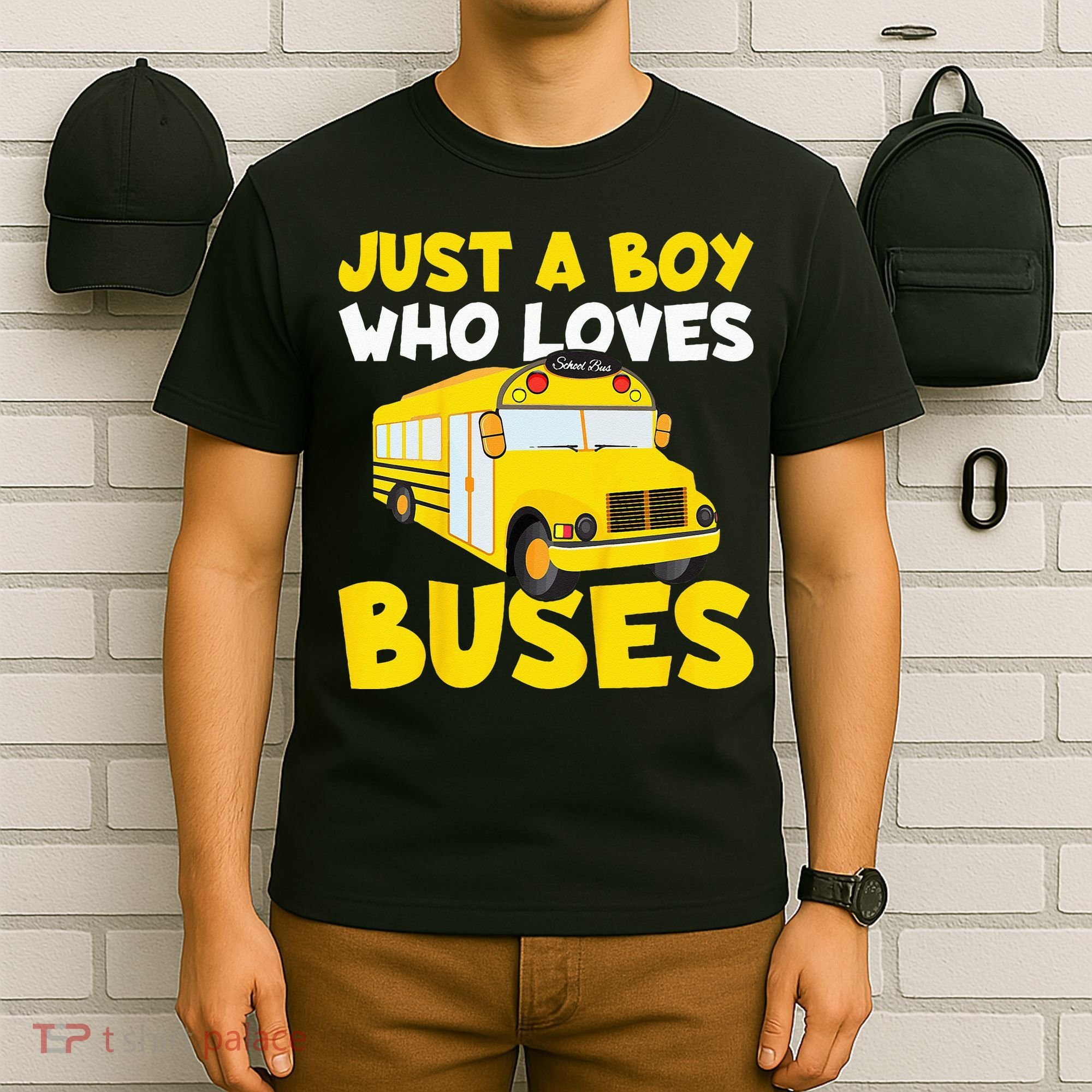 Kids School Bus Costume Just A Boy Who Loves Buses T-Shirt