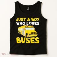 Kids School Bus Costume Just A Boy Who Loves Buses Tank Top thumb 2