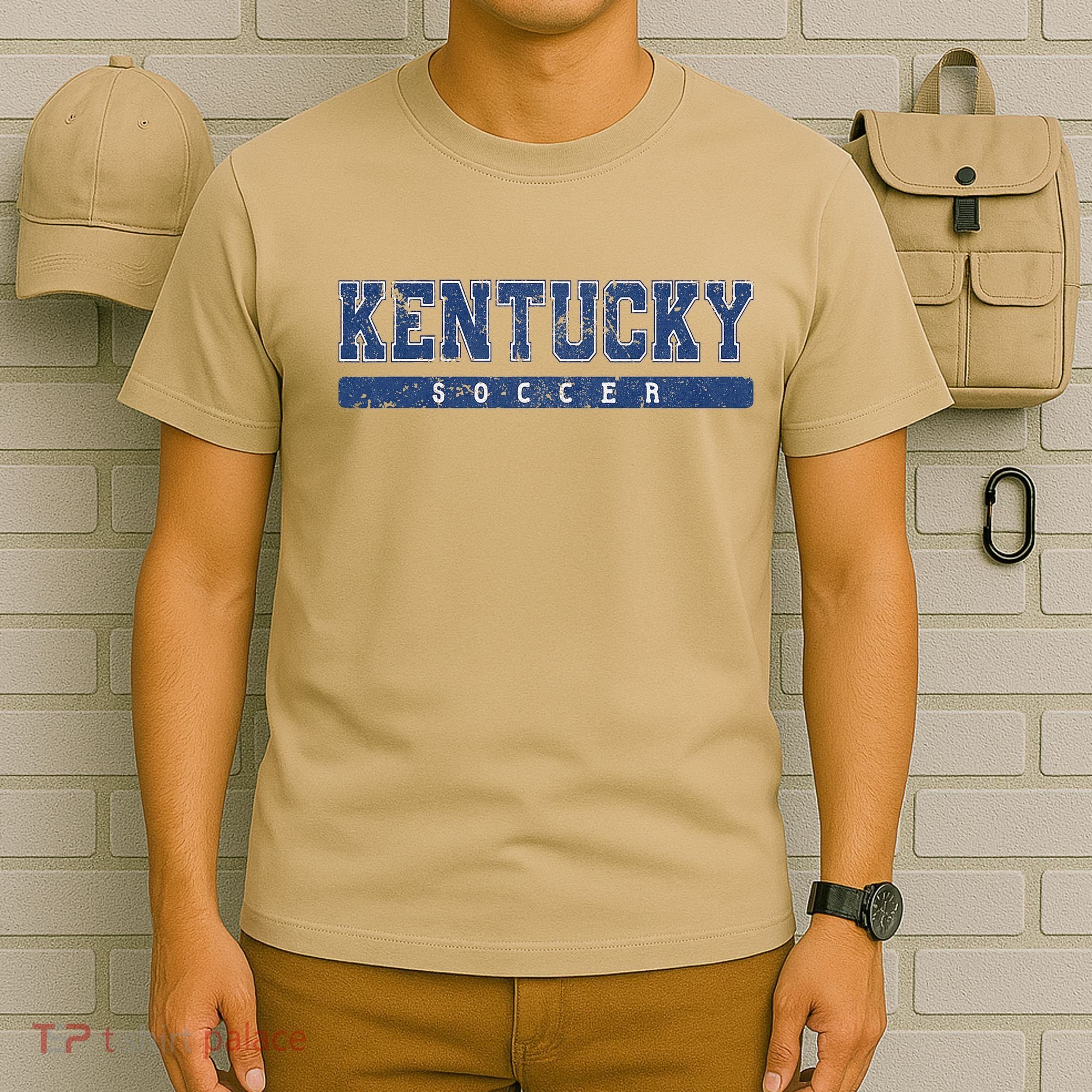 Kentucky Soccer Blue Vintage Text T-Shirt