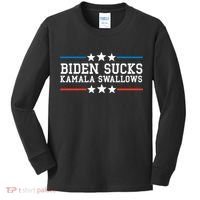 Kamala Swallows Biden Sucks Kids Long Sleeve Shirt thumb 0