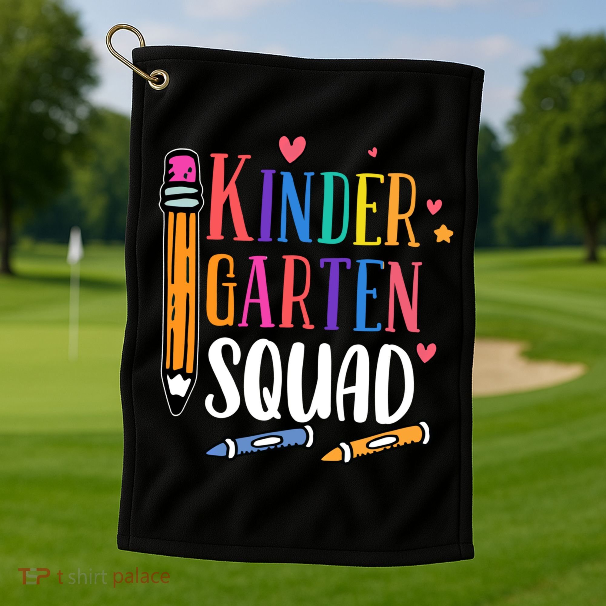 Kindergarten Squad Back To School Kindergarten Teacher Gift Golf Towel