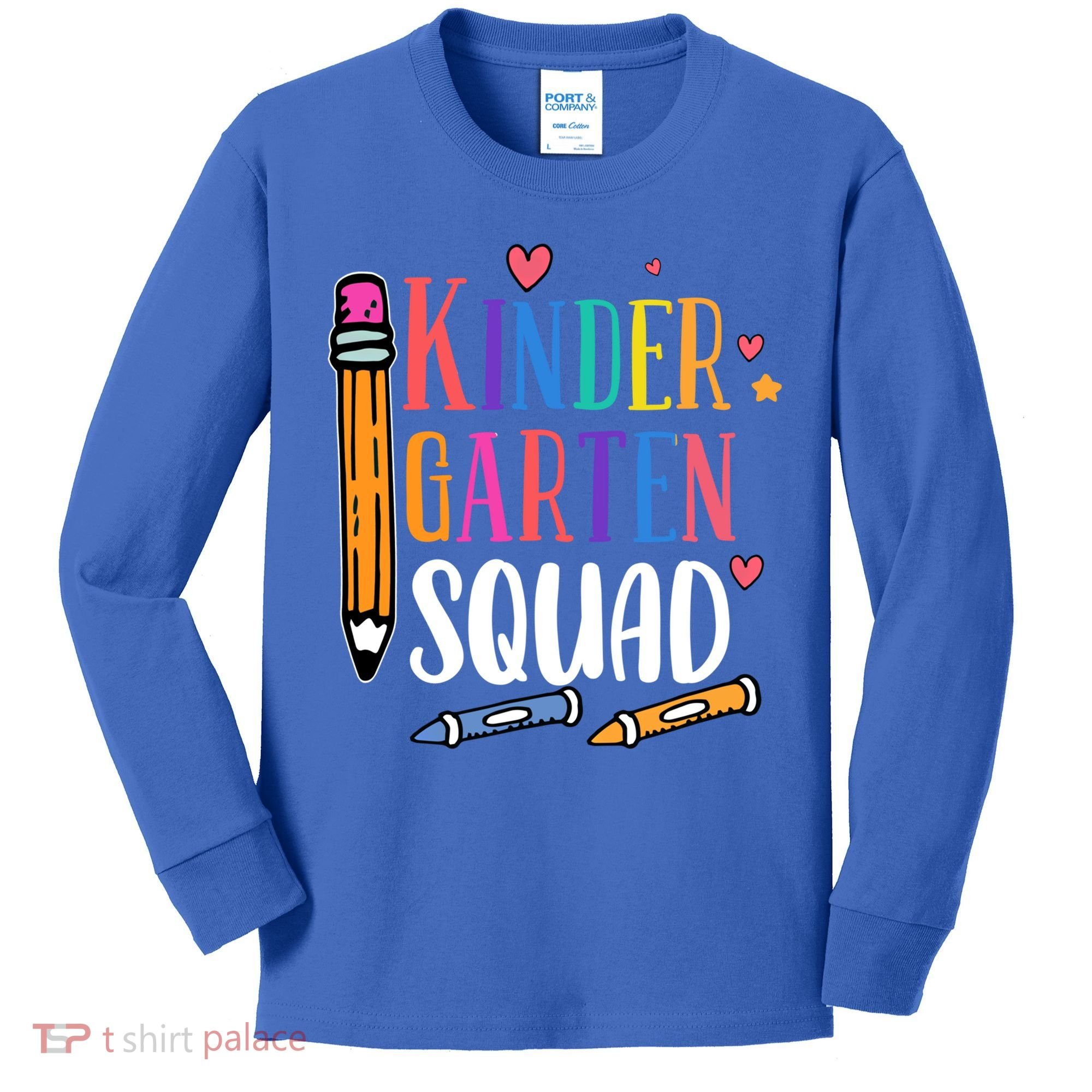 Kindergarten Squad Back To School Kindergarten Teacher Gift Kids Long Sleeve Shirt
