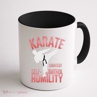 Karate Silhouette Courtesy & Discipline Coffee Mug thumb 1
