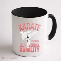 Karate Silhouette Courtesy & Discipline Coffee Mug thumb 1