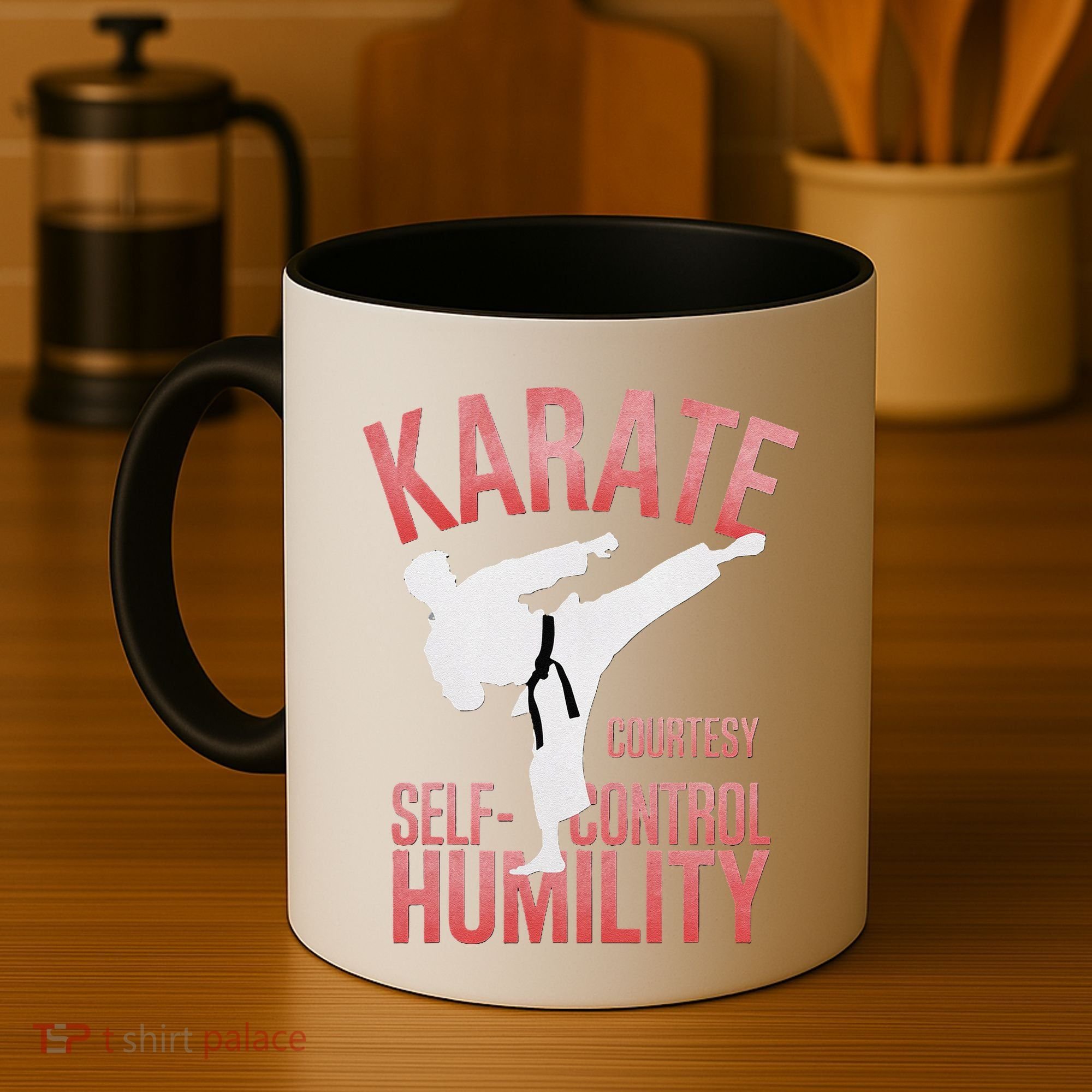 Karate Silhouette Courtesy & Discipline Coffee Mug