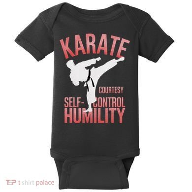 Karate Silhouette Courtesy & Discipline Baby Bodysuit