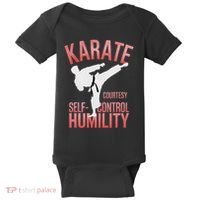 Karate Silhouette Courtesy & Discipline Baby Bodysuit thumb 0
