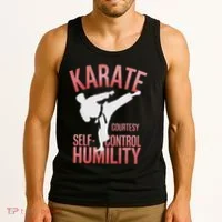 Karate Silhouette Courtesy & Discipline Tank Top thumb 3
