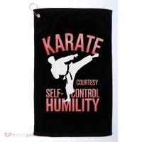 Karate Silhouette Courtesy & Discipline Golf Towel thumb 0