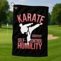 Karate Silhouette Courtesy & Discipline Golf Towel thumb 1