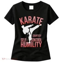 Karate Silhouette Courtesy & Discipline Women's T-Shirt thumb 0