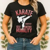 Karate Silhouette Courtesy & Discipline Women's T-Shirt thumb 2
