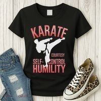 Karate Silhouette Courtesy & Discipline Women's T-Shirt thumb 3