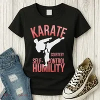 Karate Silhouette Courtesy & Discipline Women's T-Shirt thumb 3