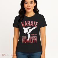 Karate Silhouette Courtesy & Discipline Women's T-Shirt thumb 4