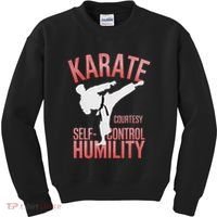 Karate Silhouette Courtesy & Discipline Kids Sweatshirt thumb 0