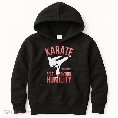 Karate Silhouette Courtesy & Discipline Kids Hoodie