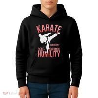 Karate Silhouette Courtesy & Discipline Kids Hoodie thumb 4