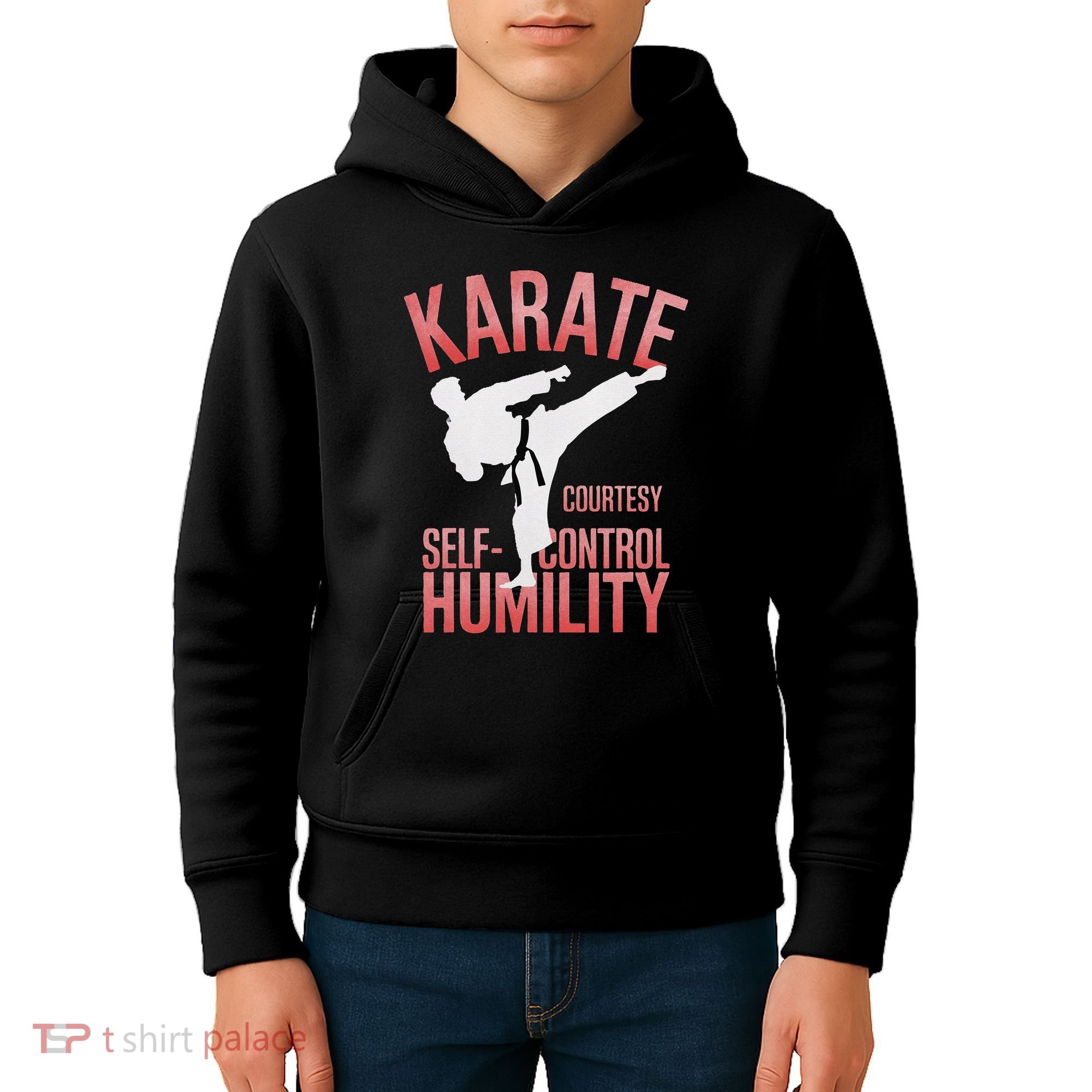 Karate Silhouette Courtesy & Discipline Kids Hoodie