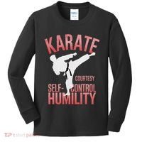 Karate Silhouette Courtesy & Discipline Kids Long Sleeve Shirt thumb 0