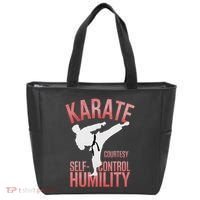 Karate Silhouette Courtesy & Discipline Tote Bag thumb 0