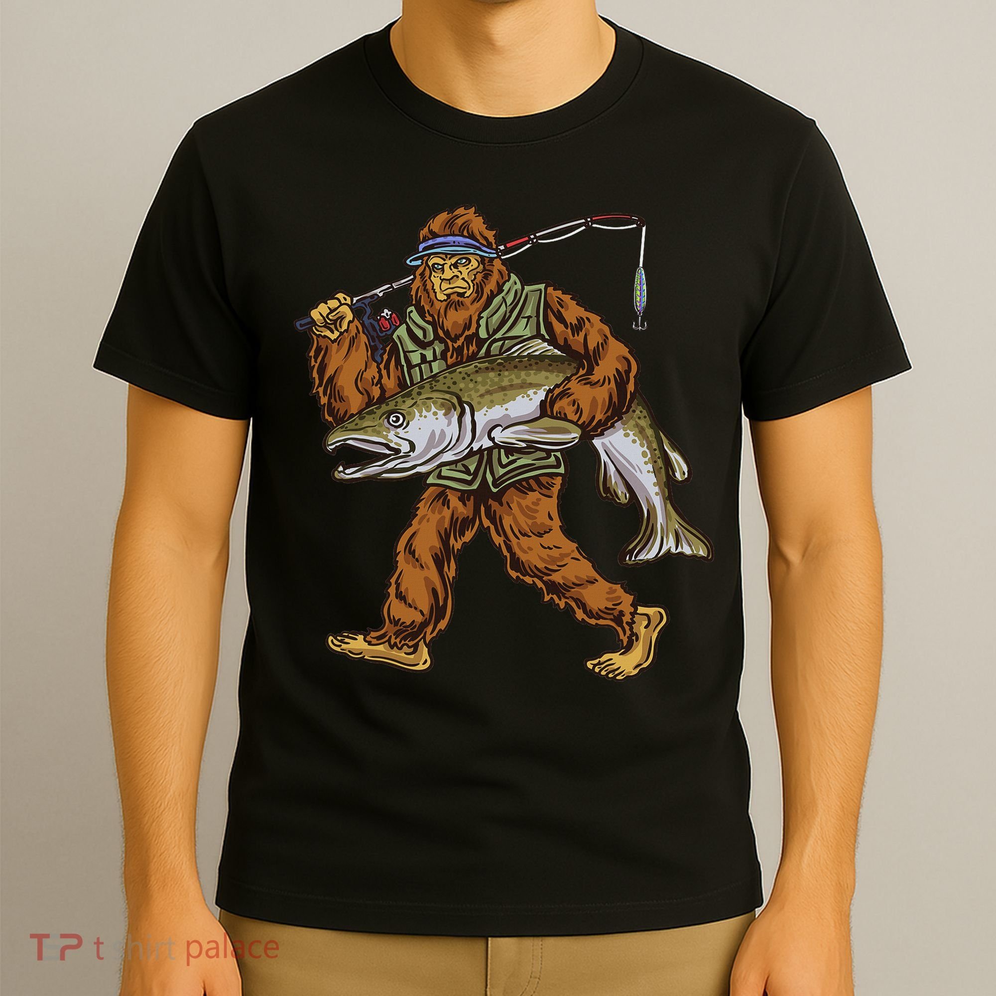 King Salmon Fishing Trout Hunting Bigfoot Fishermen T-Shirt