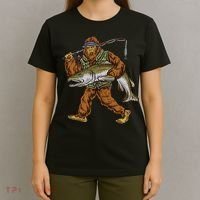 King Salmon Fishing Trout Hunting Bigfoot Fishermen T-Shirt thumb 4