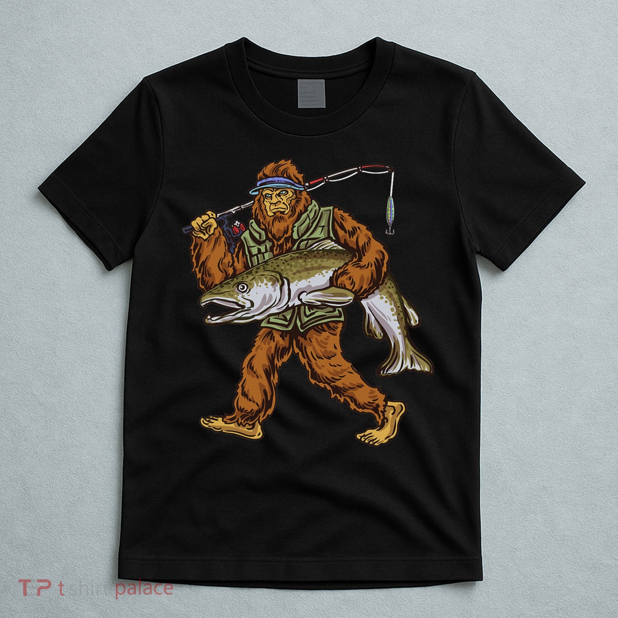 King Salmon Fishing Trout Hunting Bigfoot Fishermen T-Shirt