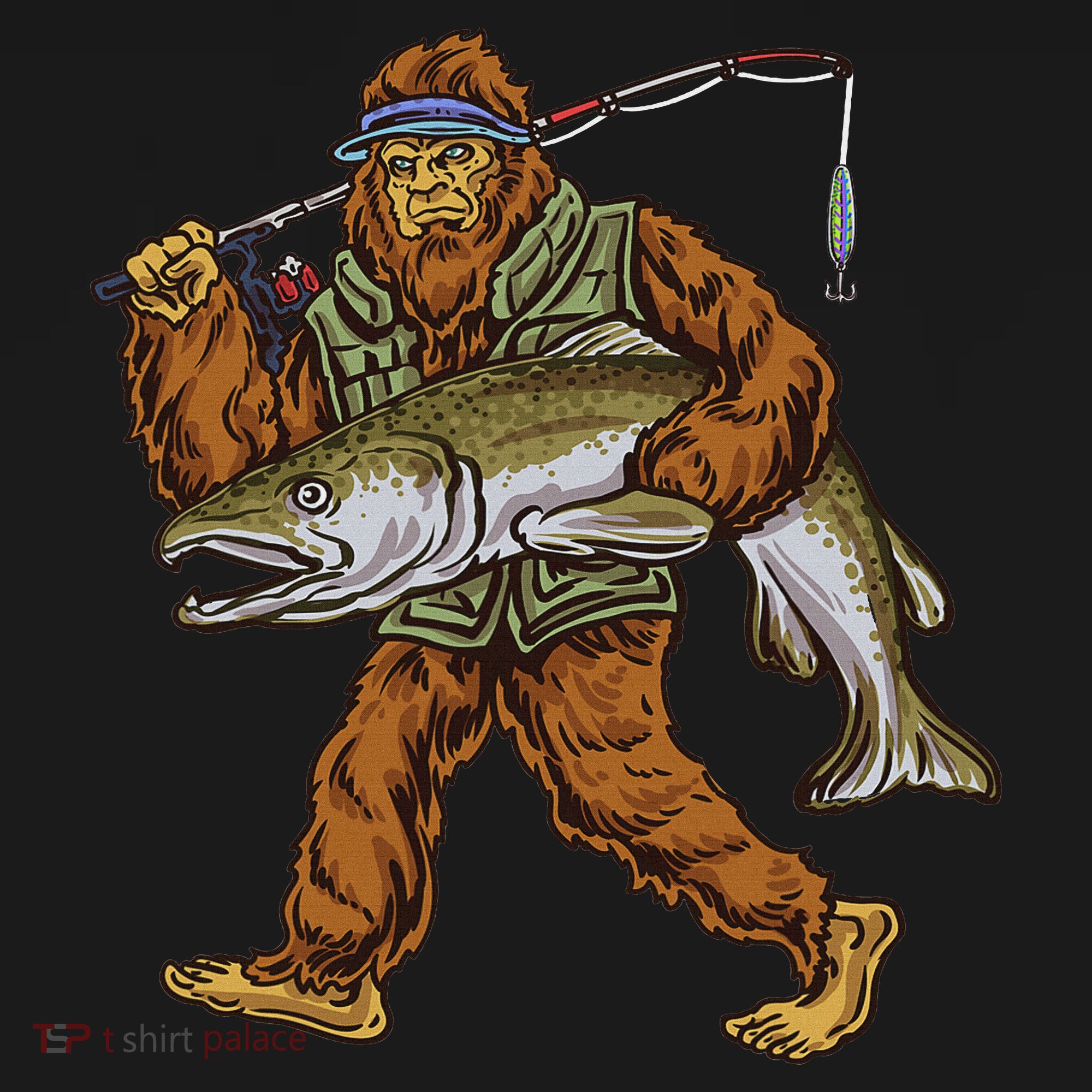 King Salmon Fishing Trout Hunting Bigfoot Fishermen T-Shirt