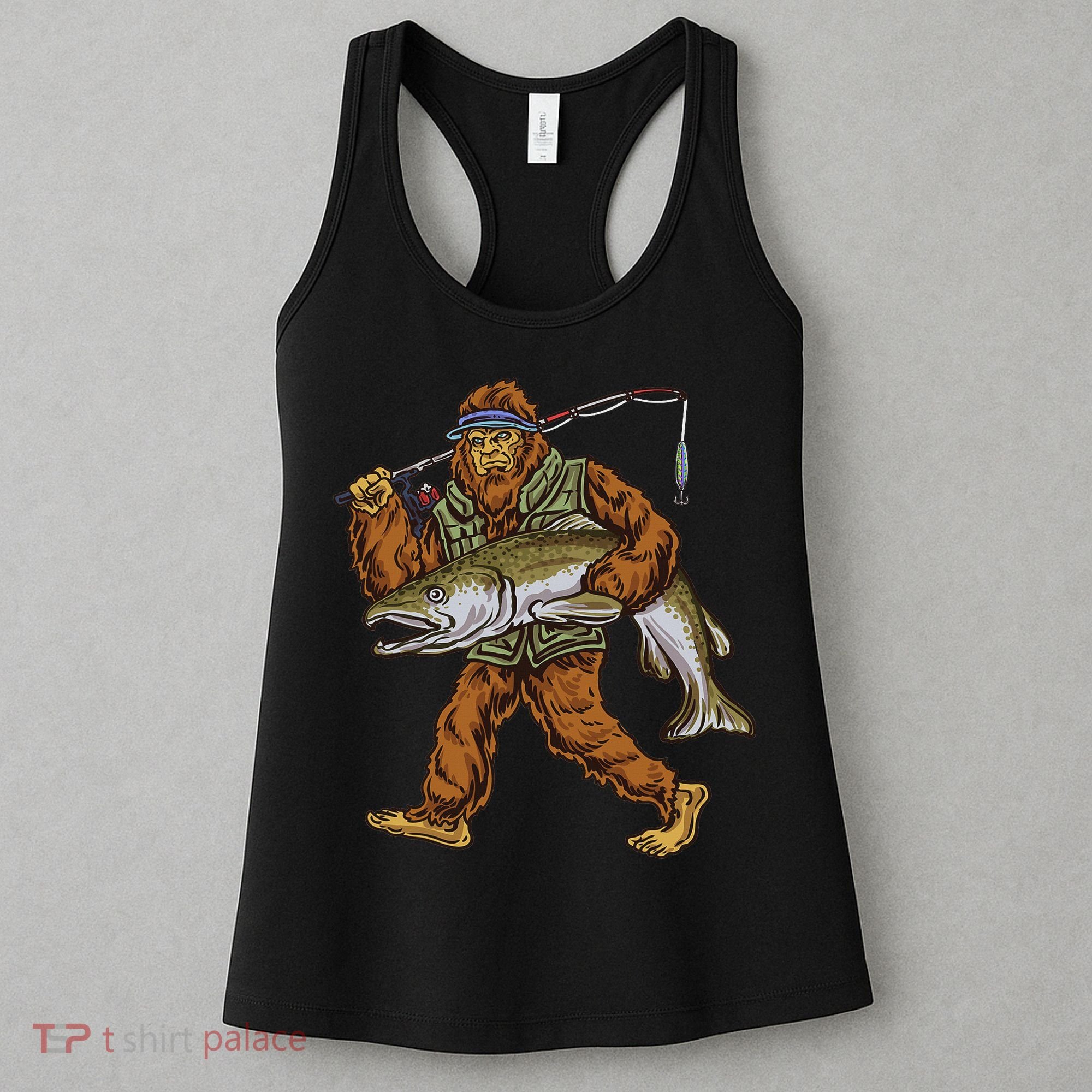King Salmon Fishing Trout Hunting Bigfoot Fishermen Women's Tank Top