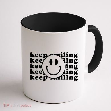 Keep Smiling Happy Face Coffee Mug back