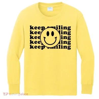 Keep Smiling Happy Face Kids Long Sleeve Shirt