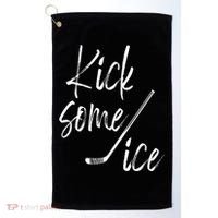 Kick Some Ice Hockey Quote Hockey Stick Meaningful Gift Golf Towel thumb 0