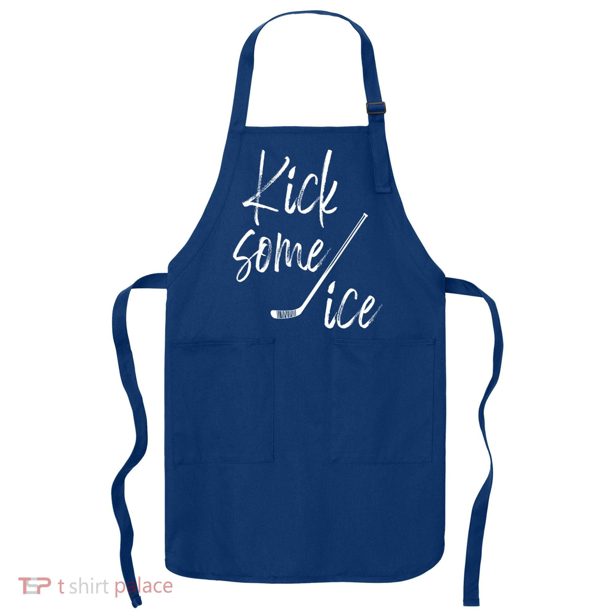 Kick Some Ice Hockey Quote Hockey Stick Meaningful Gift Apron