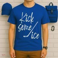 Kick Some Ice Hockey Quote Hockey Stick Meaningful Gift T-Shirt thumb 6
