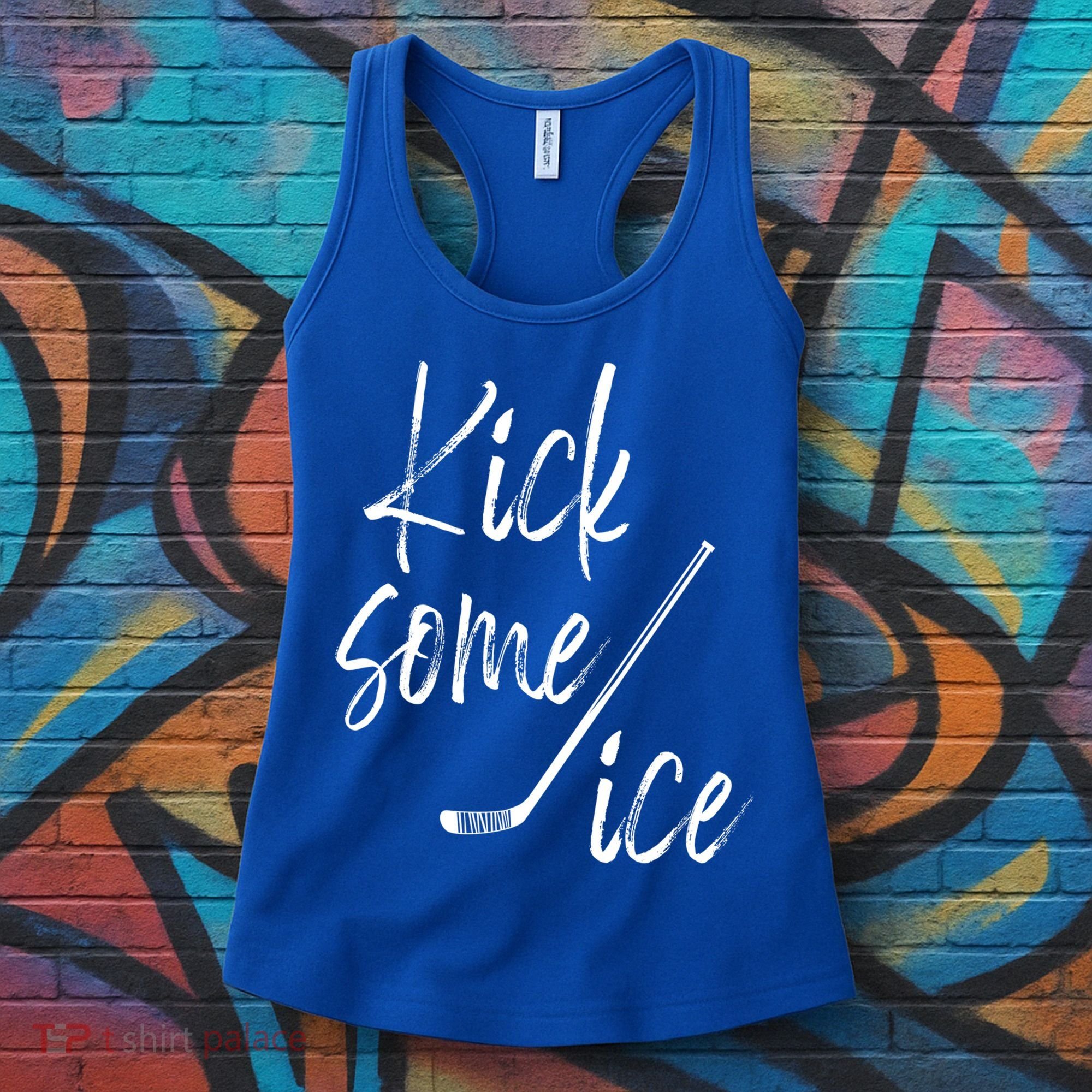 Kick Some Ice Hockey Quote Hockey Stick Meaningful Gift Women's Tank Top