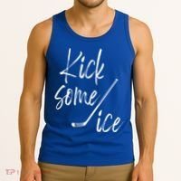 Kick Some Ice Hockey Quote Hockey Stick Meaningful Gift Tank Top thumb 3