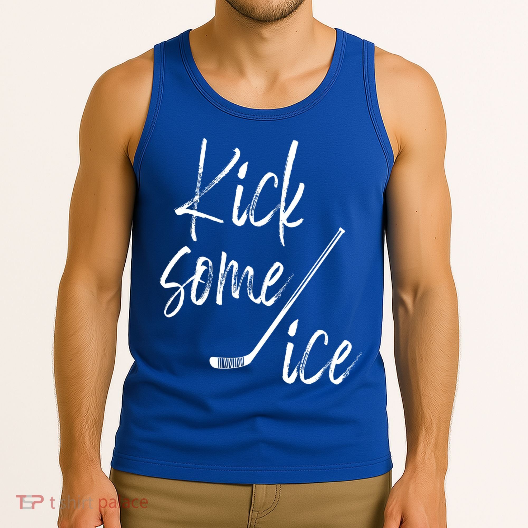 Kick Some Ice Hockey Quote Hockey Stick Meaningful Gift Tank Top
