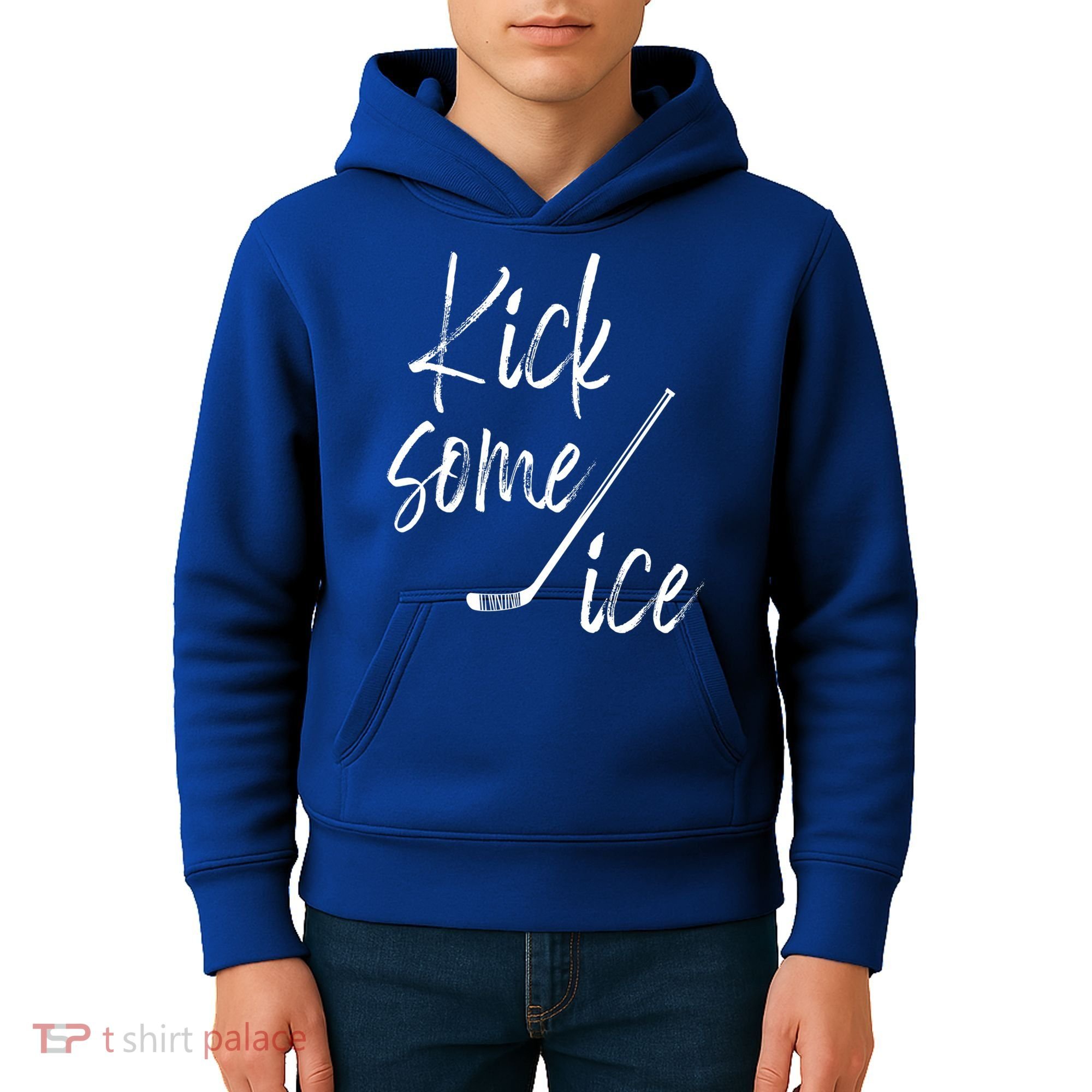Kick Some Ice Hockey Quote Hockey Stick Meaningful Gift Kids Hoodie