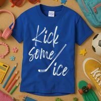 Kick Some Ice Hockey Quote Hockey Stick Meaningful Gift Kids T-Shirt thumb 3