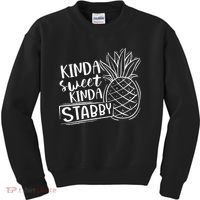 Kinda Sweet Kinda Stabby Funny Sarcastic Sarcasm Pineapple Kids Sweatshirt thumb 0