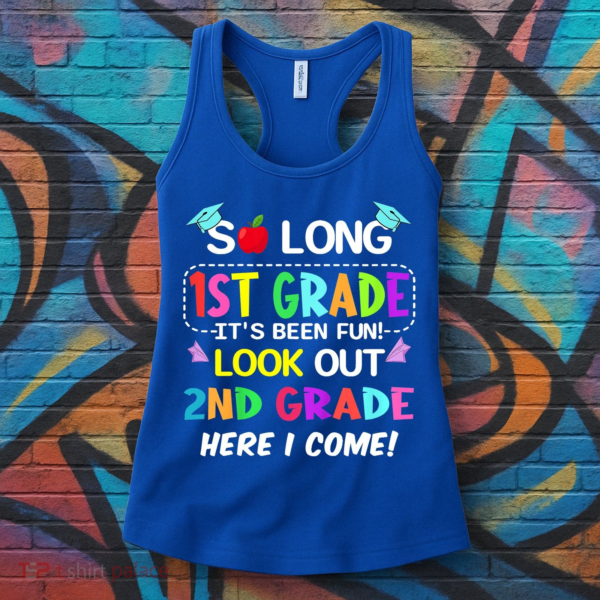 Kids So Long 1st Grade 2nd Grade Here I Come 1st Grade Graduation Meaningful Gif Women's Tank Top