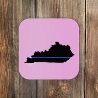 Kentucky State Map Police Law Enforcement Blue Line Coaster thumb 0