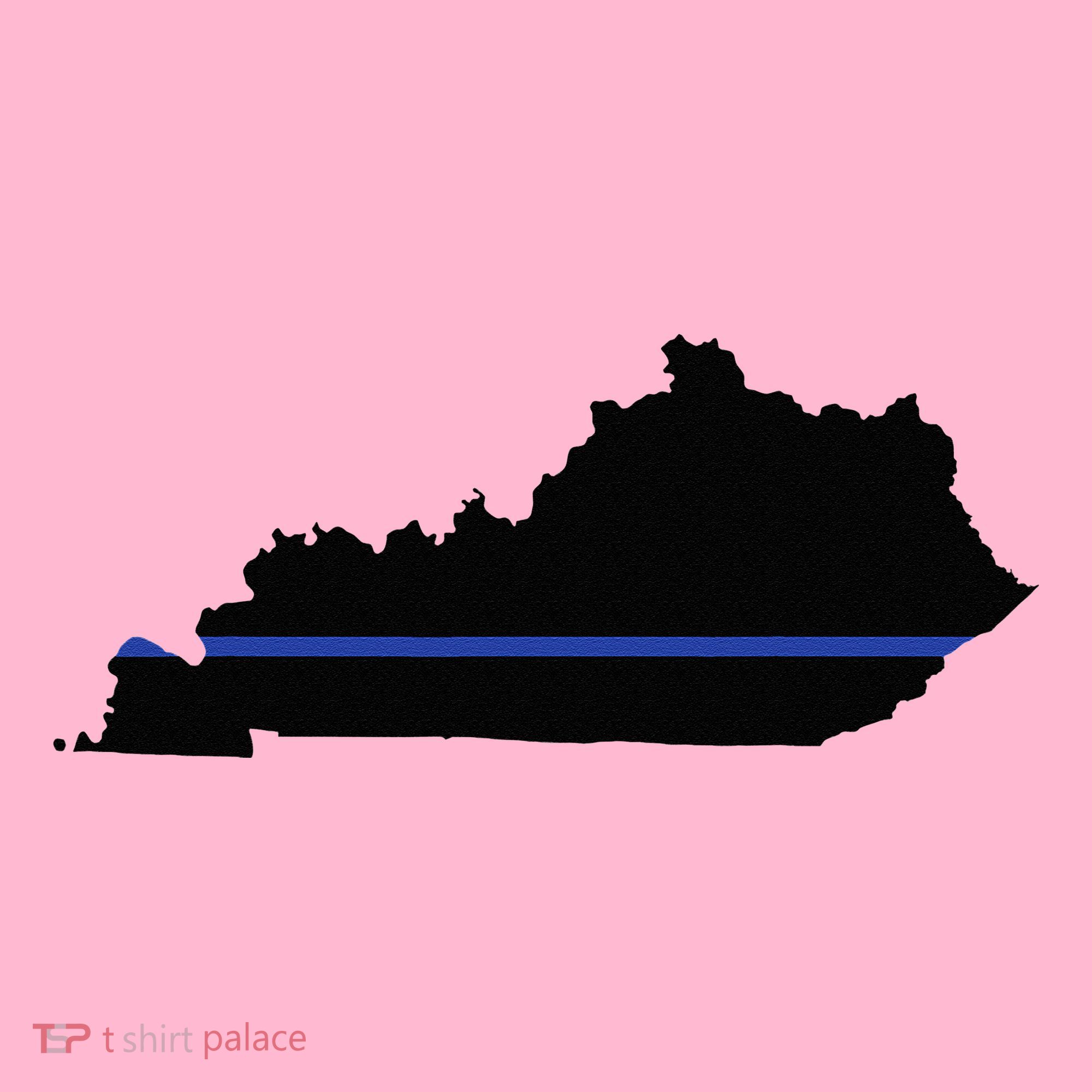 Kentucky State Map Police Law Enforcement Blue Line Coaster