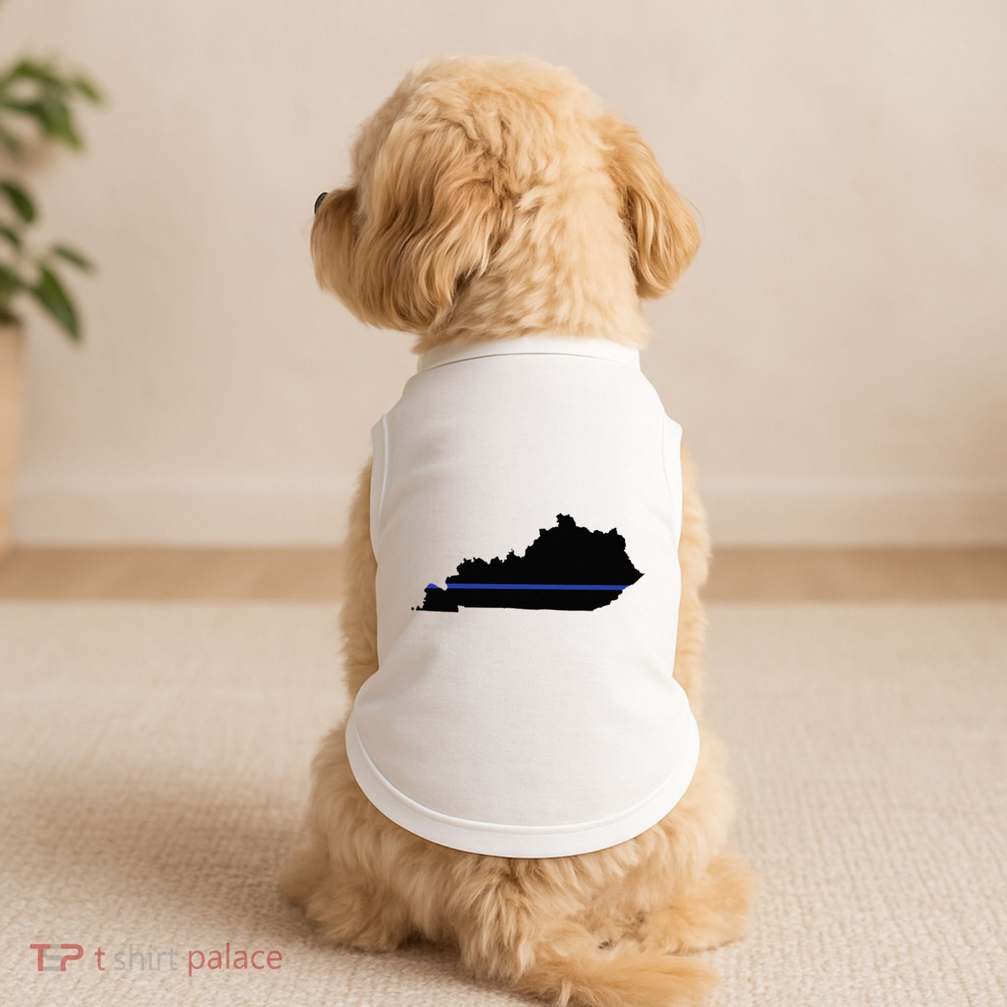 Kentucky State Map Police Law Enforcement Blue Line Doggie Tank