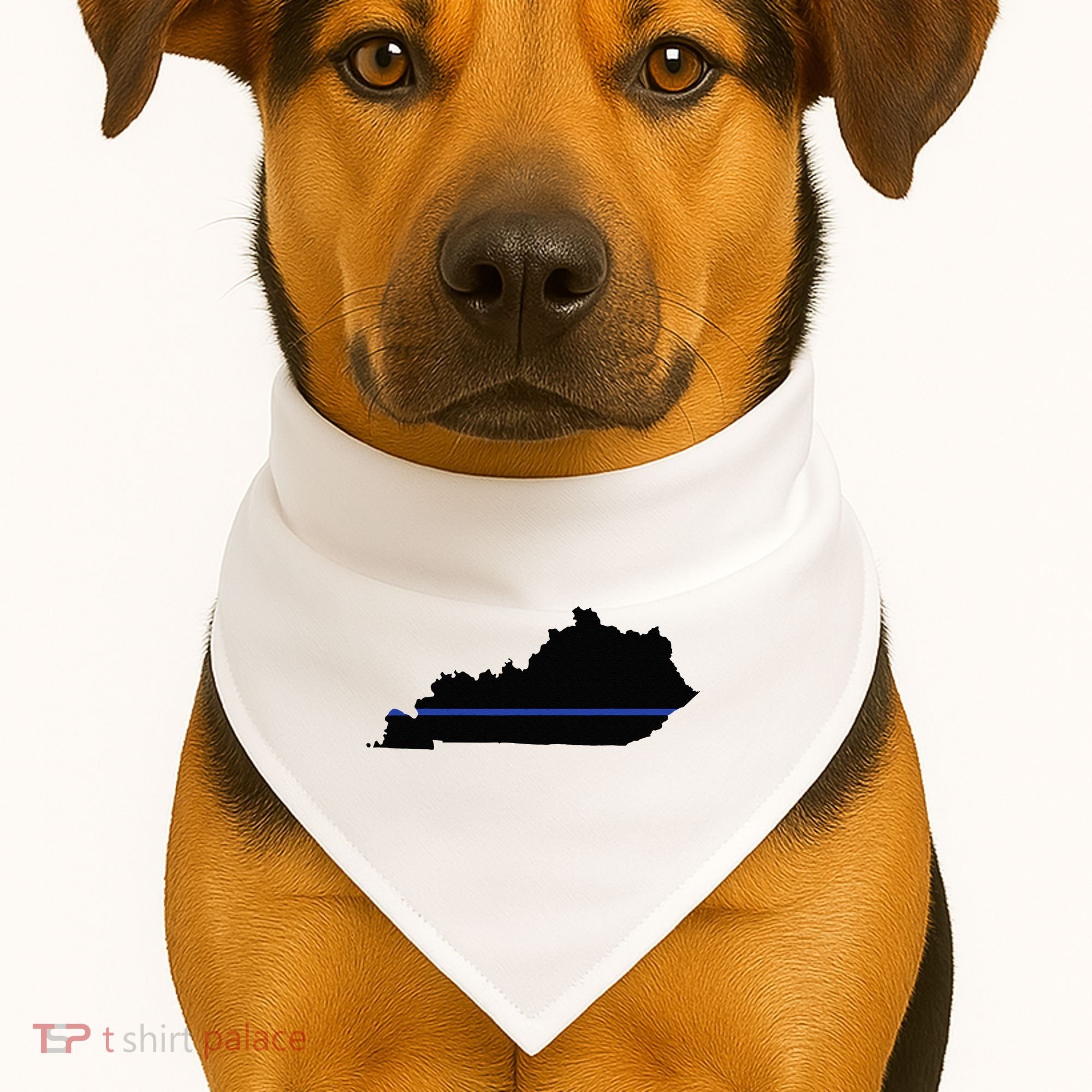 Kentucky State Map Police Law Enforcement Blue Line USA-Made Doggie Bandana
